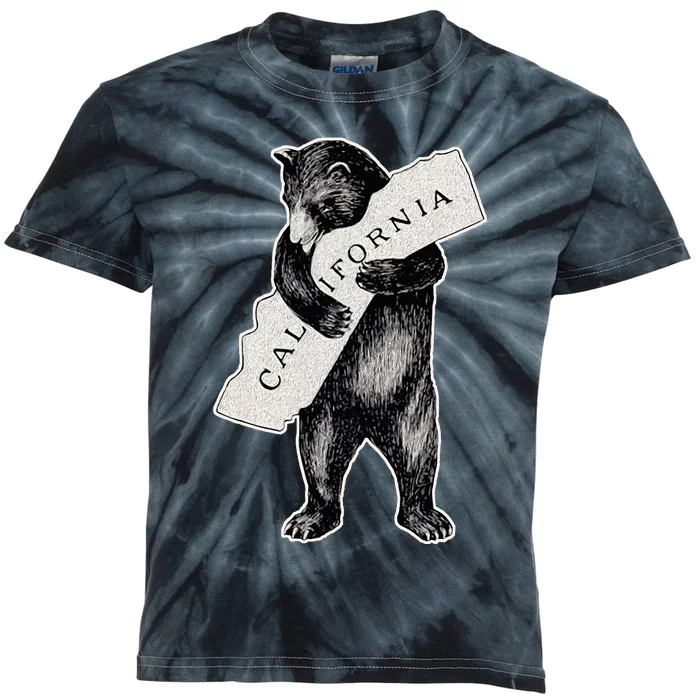 I Love California Artretro Vintage Cali Pride Bear Kids Tie-Dye T-Shirt