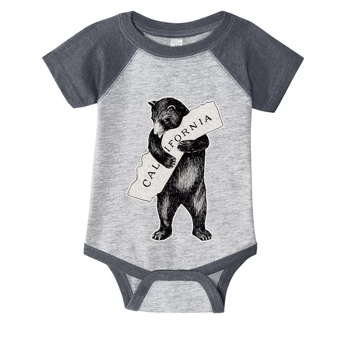 I Love California Artretro Vintage Cali Pride Bear Infant Baby Jersey Bodysuit