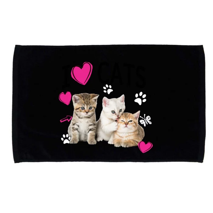 I Love Cats Gift Cat Lover Tee Gift I Love Kittens Gift Cool Gift Microfiber Hand Towel