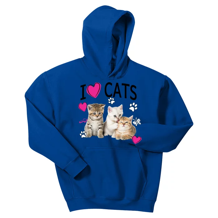 I Love Cats Gift Cat Lover Tee Gift I Love Kittens Gift Cool Gift Kids Hoodie