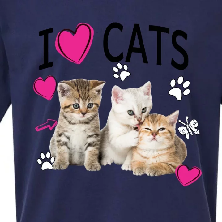 I Love Cats Gift Cat Lover Tee Gift I Love Kittens Gift Cool Gift Sueded Cloud Jersey T-Shirt