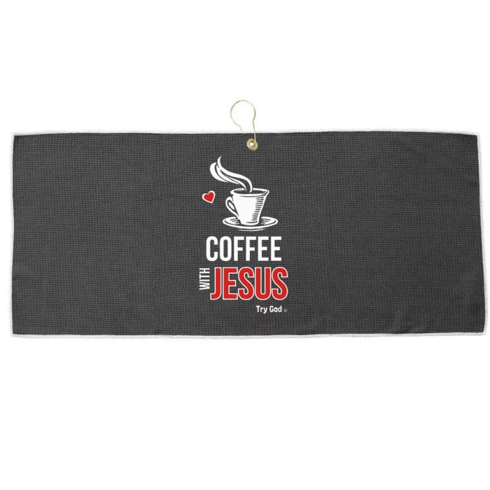 I love coffee with Jesus Large Microfiber Waffle Golf Towel