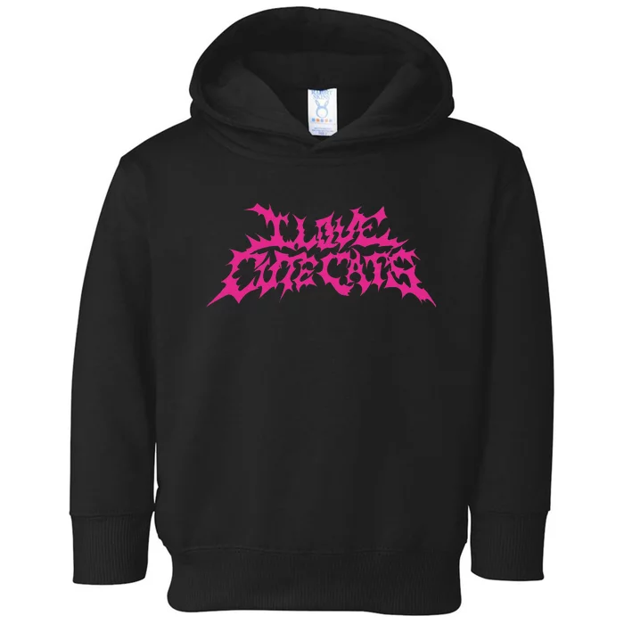 I Love Cute Cats Funny Death Metal Logo Style Toddler Hoodie