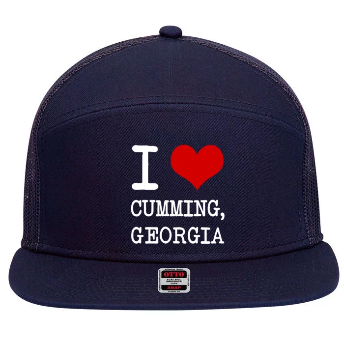 I Love Cumming Georgia Or I Heart Cumming Georgia Meaningful Gift 7 Panel Mesh Trucker Snapback Hat