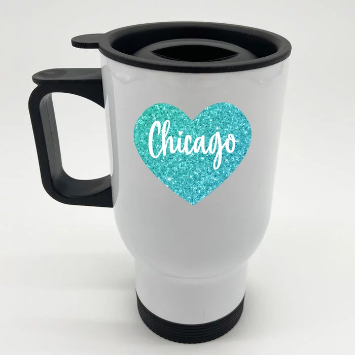 I Love Chicago Usa Heart Gift Front & Back Stainless Steel Travel Mug