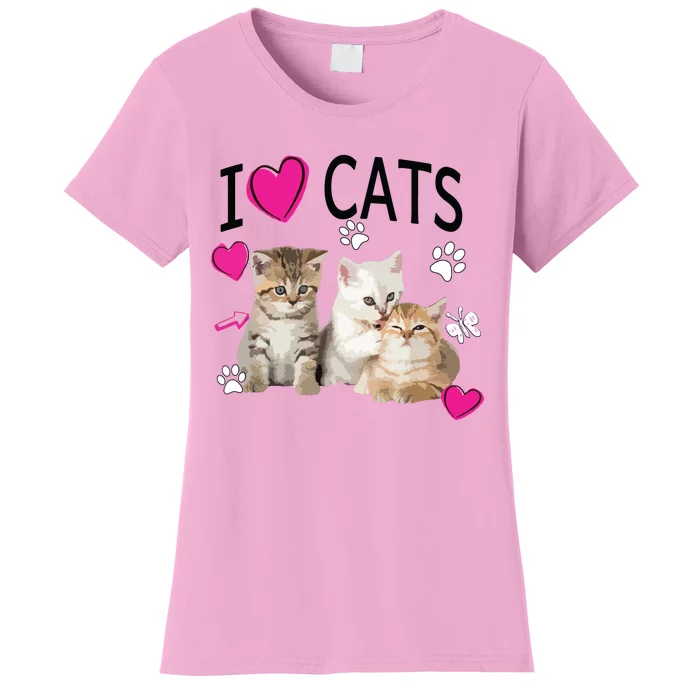 I Love Cats Cat Lover Tee I Love Kittens Gift Women's T-Shirt