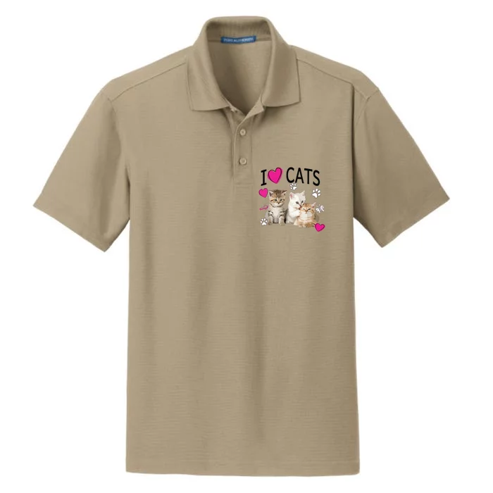 I Love Cats Cat Lover Tee I Love Kittens Gift Dry Zone Grid Performance Polo