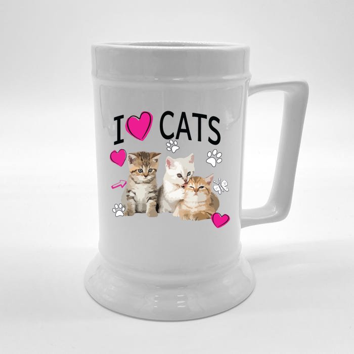 I Love Cats Cat Lover Tee I Love Kittens Gift Front & Back Beer Stein