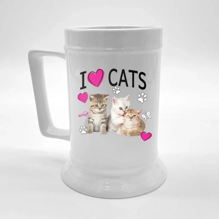 I Love Cats Cat Lover Tee I Love Kittens Gift Front & Back Beer Stein