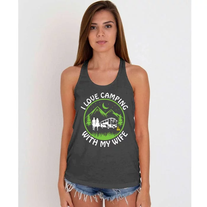 I LOVE CAMPING WITH MY WIFE Women's Knotted Racerback Tank