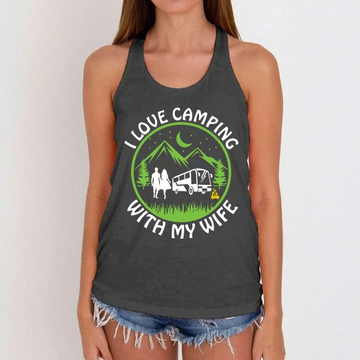 I LOVE CAMPING WITH MY WIFE Women's Knotted Racerback Tank