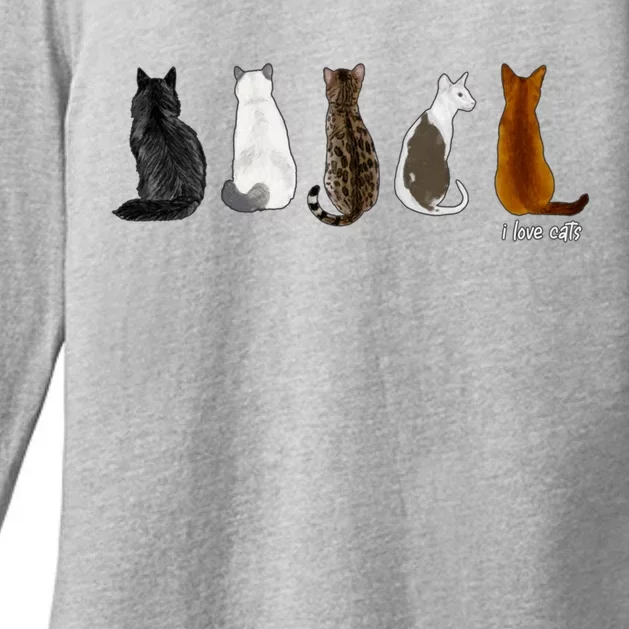 I Love Cats For Cat Lovers Gift Womens CVC Long Sleeve Shirt