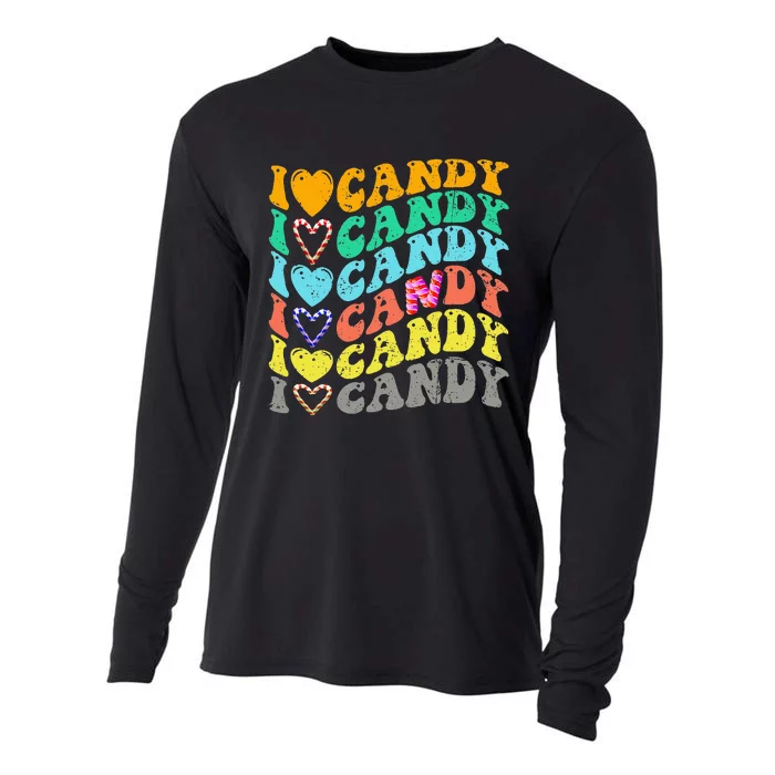 I love Candy Halloween Party Cute Trick or Treat Candyland Cooling Performance Long Sleeve Crew