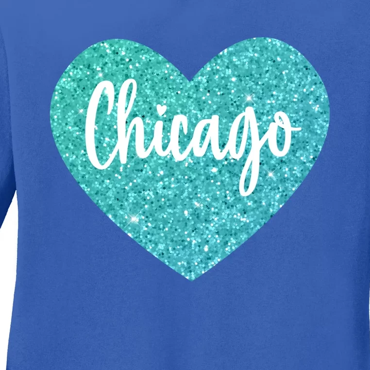 I Love Chicago Usa Heart Gift Ladies Long Sleeve Shirt