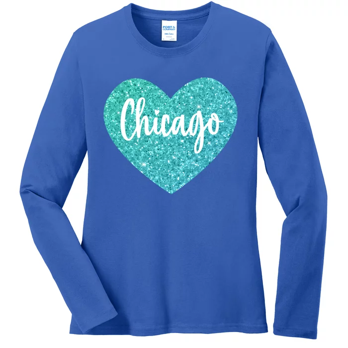 I Love Chicago Usa Heart Gift Ladies Long Sleeve Shirt