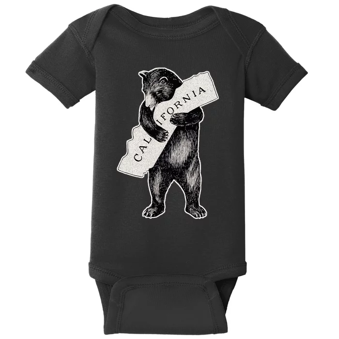 I Love California Artretro Vintage Cali Pride Bear Baby Bodysuit