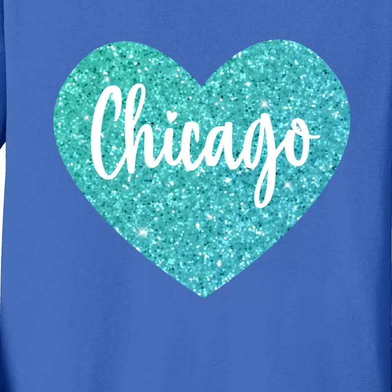 I Love Chicago Usa Heart Meaningful Gift Kids Long Sleeve Shirt