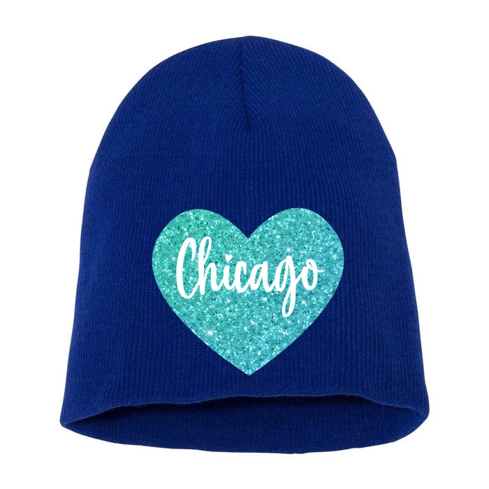 I Love Chicago Usa Heart Meaningful Gift Short Acrylic Beanie