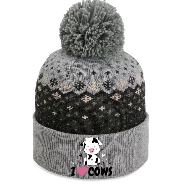 I Love Cows Heart The Baniff Cuffed Pom Beanie