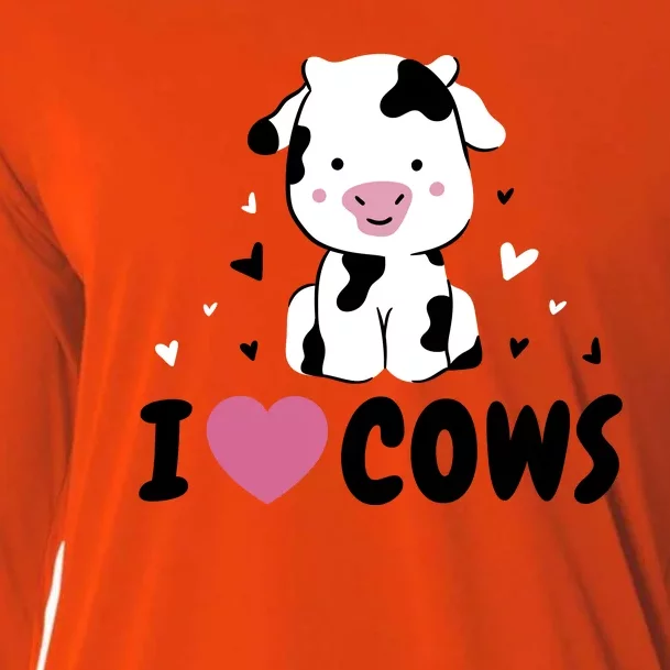 I Love Cows Heart Cooling Performance Long Sleeve Crew