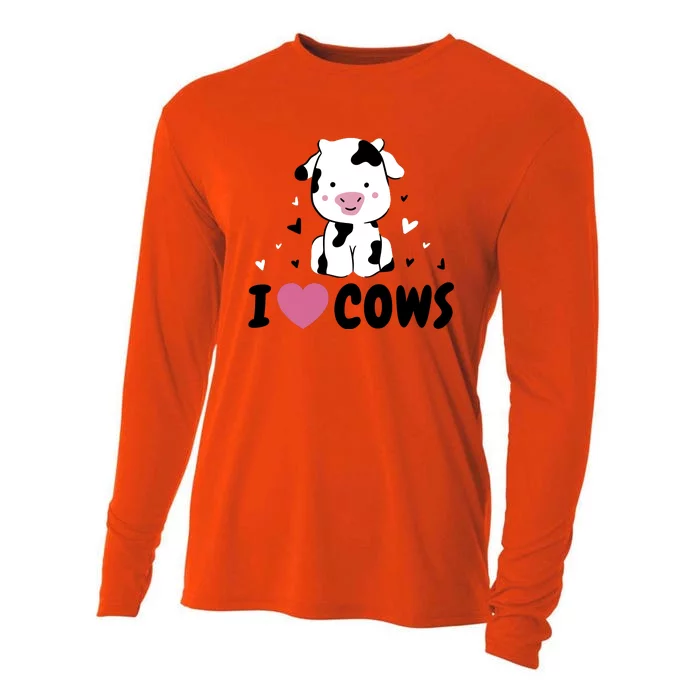 I Love Cows Heart Cooling Performance Long Sleeve Crew