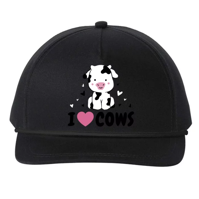 I Love Cows Heart Snapback Five-Panel Rope Hat