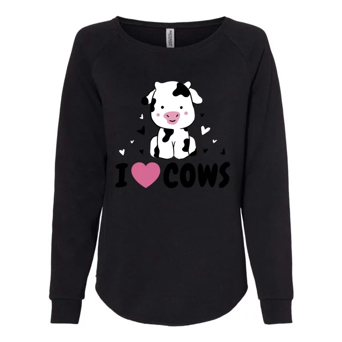 I Love Cows Heart Womens California Wash Sweatshirt