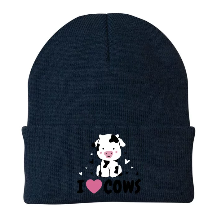 I Love Cows Heart Knit Cap Winter Beanie