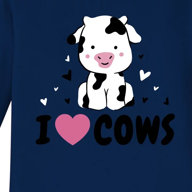 I Love Cows Heart Baby Long Sleeve Bodysuit