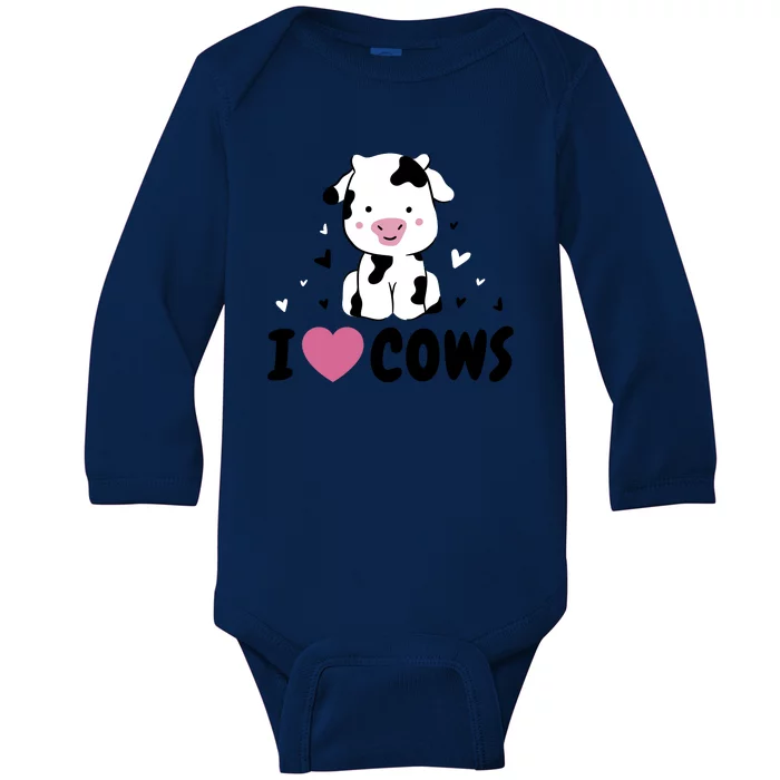 I Love Cows Heart Baby Long Sleeve Bodysuit