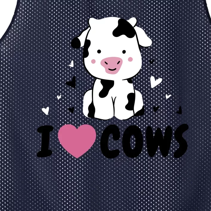 I Love Cows Heart Mesh Reversible Basketball Jersey Tank