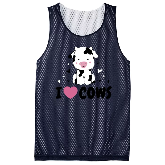 I Love Cows Heart Mesh Reversible Basketball Jersey Tank