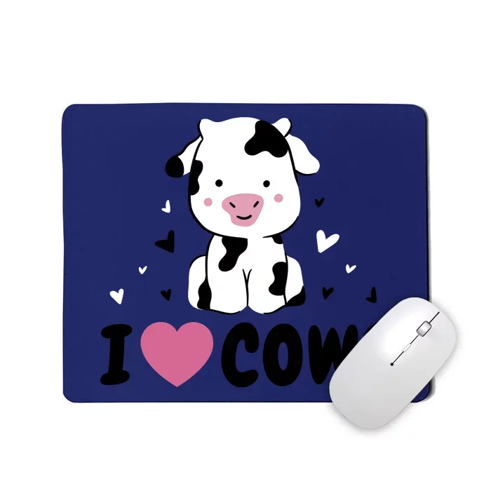 I Love Cows Heart Mousepad