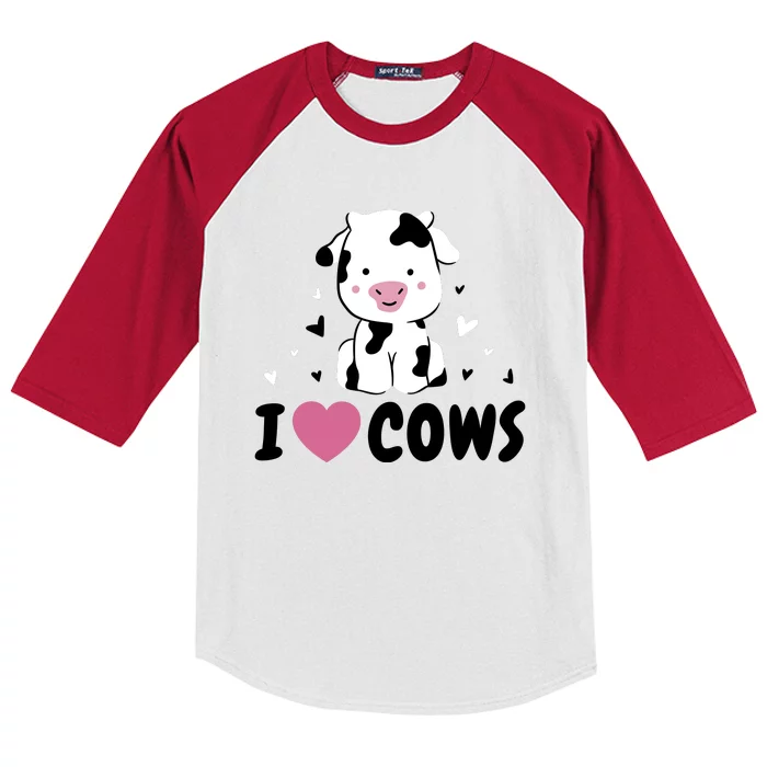 I Love Cows Heart Kids Colorblock Raglan Jersey