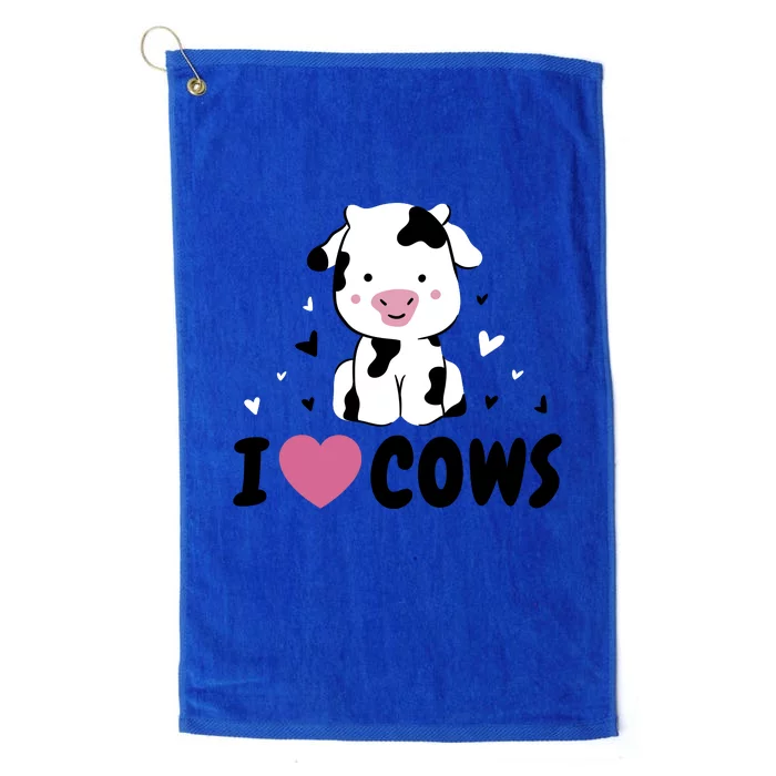 I Love Cows Heart Platinum Collection Golf Towel