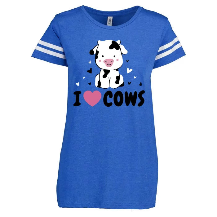 I Love Cows Heart Enza Ladies Jersey Football T-Shirt