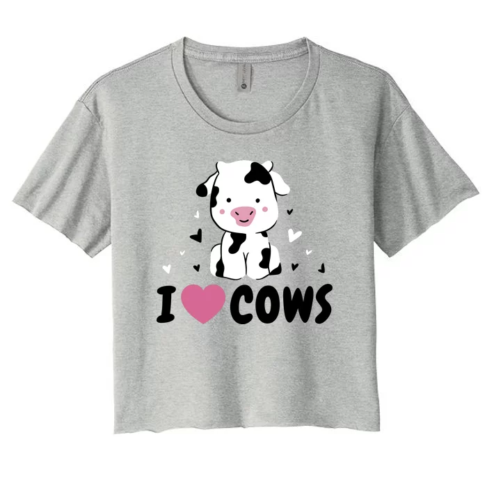 I Love Cows Heart Women's Crop Top Tee