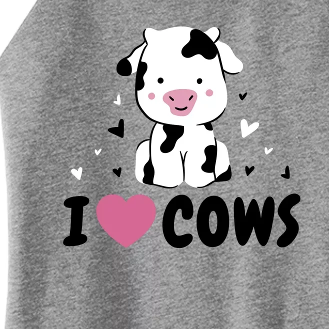 I Love Cows Heart Women’s Perfect Tri Rocker Tank