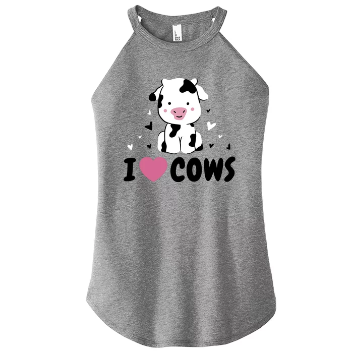 I Love Cows Heart Women’s Perfect Tri Rocker Tank