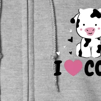 I Love Cows Heart Full Zip Hoodie