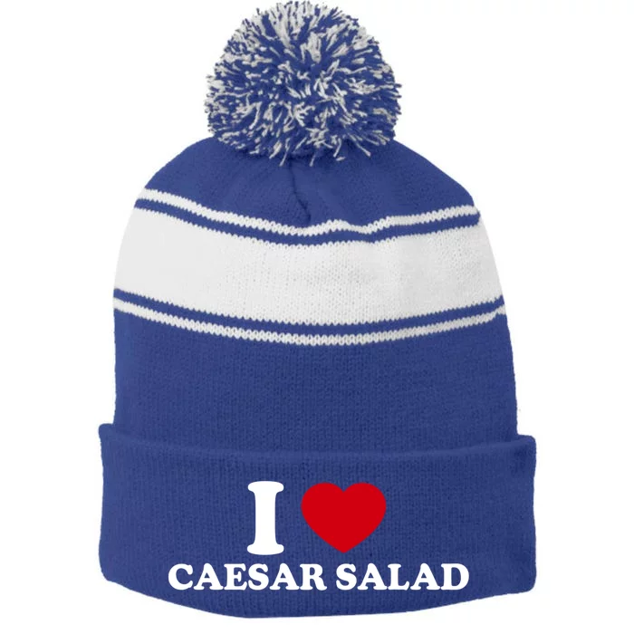 I Love Caesar Salad Meaningful Gift Stripe Pom Pom Beanie