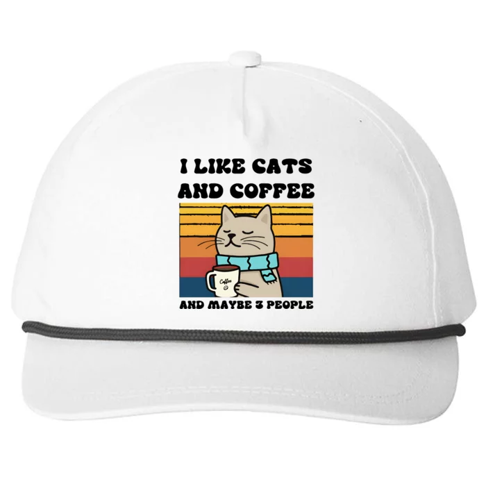 I Like Cats And Coffee Funny Cat Snapback Five-Panel Rope Hat