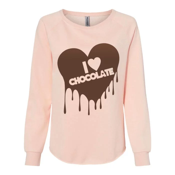 I Love Chocolate Candy Heart Lover Womens California Wash Sweatshirt