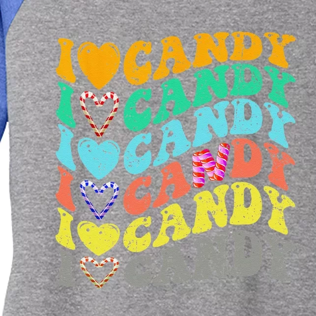 I Love Candy Halloween Party Cute Trick Or Treat Candyland Women's Tri-Blend 3/4-Sleeve Raglan Shirt