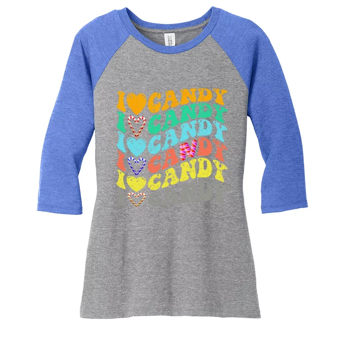 I Love Candy Halloween Party Cute Trick Or Treat Candyland Women's Tri-Blend 3/4-Sleeve Raglan Shirt