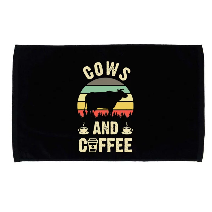 I like Cows & Coffee Funny vintage Pet theme lover Microfiber Hand Towel