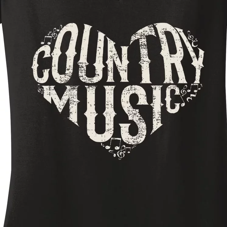 I Love Country Design Country Music Lover Gift Idea Women's V-Neck T-Shirt