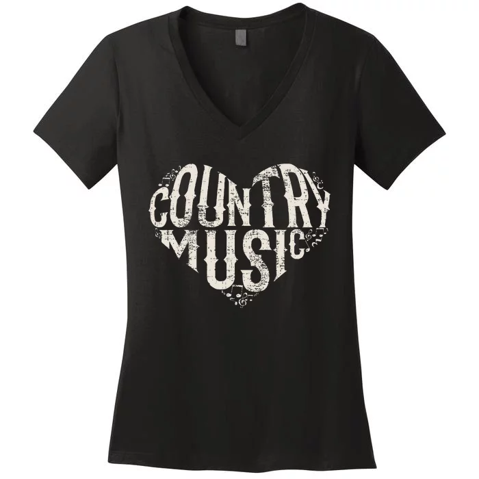 I Love Country Design Country Music Lover Gift Idea Women's V-Neck T-Shirt