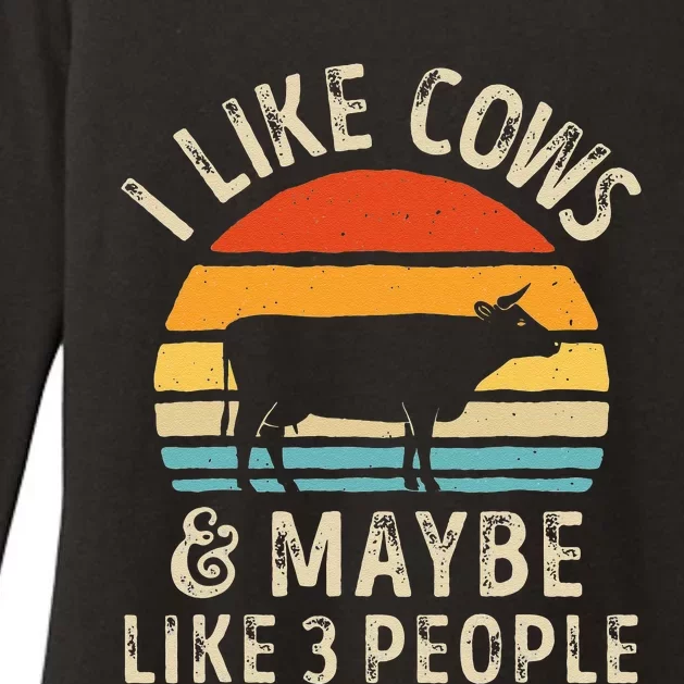 I Like Cows And Maybe Like 3 People Cow Farmer Retro Womens CVC Long Sleeve Shirt