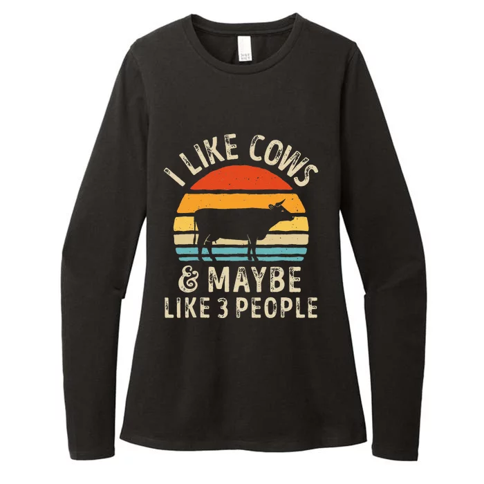 I Like Cows And Maybe Like 3 People Cow Farmer Retro Womens CVC Long Sleeve Shirt